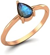 Exquisite Labradorite Wedding Ring in Sterling Silver, Perfect for Women, Featuring Pear-Shaped Design