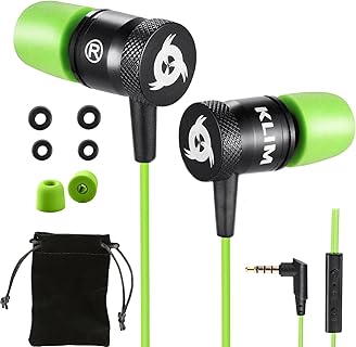 KLIM Fusion grüne In-Ear-Kopfhörer mit Memory Foam und 3,5 mm Klinke, langlebig mit Kabel für Sport und Gaming, ideal für Musikliebhaber und Gamer