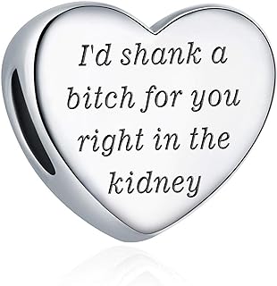 MUERDOU Heart Charm Fit Charms Bracelet Inspirational Engraving Jewelry Personality Encouragement Gifts for Women Girls