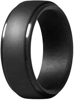ThunderFit Silicone Rings for Men, Step Edge Rubber Wedding Bands 10mm Wide 2.5mm Thick - 1/2/3/4/5/6/7 Variety Multipack