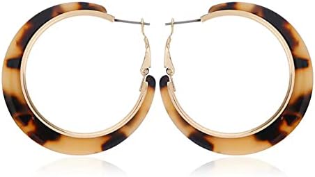 Retro Simple Acrylic Hoop Earrings for Women Unique Tortoise Resin Earrings Bohemia Statement Dangle Earring Studs for Girls