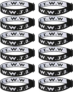 Inspirational 12-Piece WWJD Jesus Bead Bracelets with No Metal Type for Men and Women, Adjustable Wristband Design