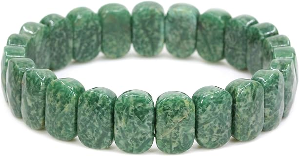 Semi Precious Stones 14mm Faceted Oval Beads Crystal Rock Elastic Bangle 7.5 Inch