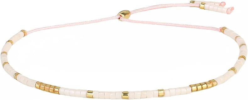 KELITCH Bracelet en Perle de Rocaille pour Femmes, avec Perles Miyuki Ajustables et Fermoir Coulissant, Style Boho Chic, Idéal pour toutes Occasions Décontractées ou Formelles