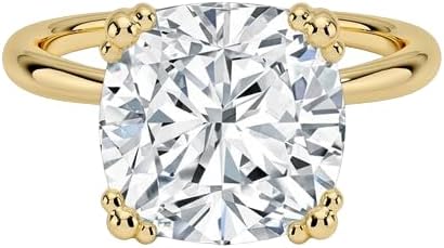 925 Silver Cushion Cut Moissanite Wedding Ring Set 4 CT Twelve-Triple Prong Setting Bridal Engagement Ring For Women, Vintage Antique Eternity Propose Gifts