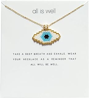 Gold-Plated Stainless Steel Evil Eye Necklace – BALIBALI Seed Beads Hamsa Hand Design with Strong Box Chain