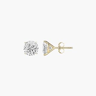 0.25 Carat Lab Grown Diamond Stud Earrings (F-G, VS), 14K Gold 4 Prong Martini Setting with Push Backs