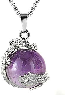 JEWELRIESHOP Dragon Necklace Chakra Reiki Healing Crystal Pendant Gemstone Necklace for Women Men