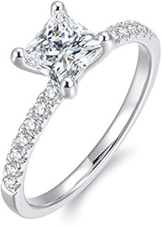 French Pavé 1.5ct Princess Cut D Color VVS Moissanite Ring Silver Solitaire Moissanite Engagement Ring