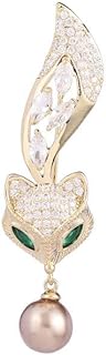 14K Yellow Gold Moissanite Fox Brooch with Pin Clasp for Her, Handcrafted Artistic Design