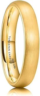 King Will Glory 14K Gold/Rose Gold 4mm 6mm 8mm Tungsten Carbide Ring Dome Matte Brushed Wedding Band Domed Brushed Men’s Ring Comfort Fit for Men Women