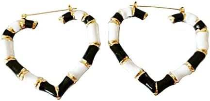 Standout Punk Hoop Earrings with Enamel Heart Detail and Copper Base for Women - Perfect Birthday Present