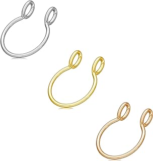 Fake Septum Nose Ring Fake Nose Rings 20g Hoop Nose Ring Gold Rose Gold Silver 8mm Non Pierced Clip Nose Ring Faux Body Piercing Jewelry for Women Men