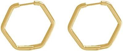 Stainless Steel Hexagon Square Minimalist Geometric Chic Big Large Hoop Earrings for Women Men Girls Fashion Dainty Silver 14K Gold Plated Rectangle Huggie Hoops Unique Hooped Jewelry Jewelry Hypoallergenic Piercing Post Pin Gifts Bff Birthday Her