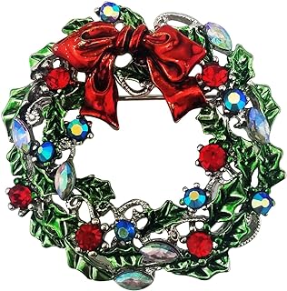XGALA Vintage Santa Brooch with Pin Clasp, Sparkling Rhinestones for Women and Girls, Classic Design