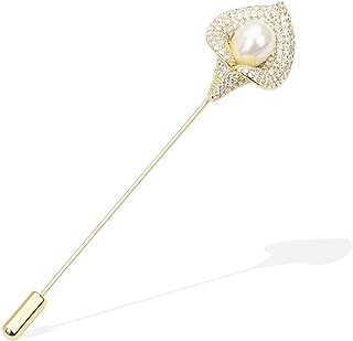 YYBONNIE Crystal Rhinestone Calla Lily Floral Boutonniere Lapel Stick Pin Brooch Cardigan Scarf Tie Pin