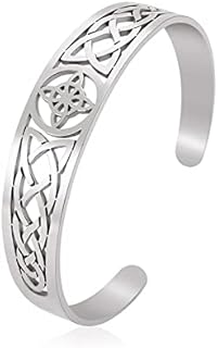 Witches Knot Bracelet for Women Men Stainless Steel Hollow Out Fashion Chic Celtic Witches Knot Cuff Bangle Pagan Wiccan Jewelry