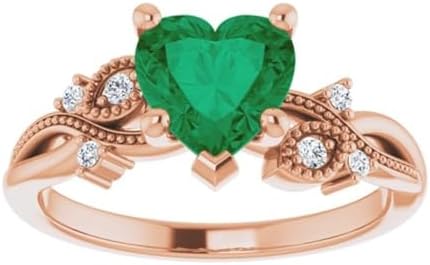 Onyx Heart Twig Leaf Engagement Ring in Sterling Silver – Ideal for Brides, Anniversary Gifting & May Birthstone Admirers - Nature-Inspired Design