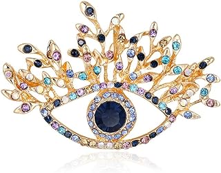 Crystal Evil Eye Brooch Pins Gold Plated Cubic Zriconia Rhinestone Wedding Bouquet Kit Lapel Pin Brooches for Women Girls Clothing Bags Hat Accessory Necktie Xmas