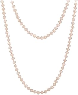 COLORFUL BLING 60-inch Long Hand Knotted Crystal Beaded Endless Strand Necklace Glass Beads Multi Layer Infinity Lariat for Women Men 1920s Flapper Sweater Costume Statement Jewelry