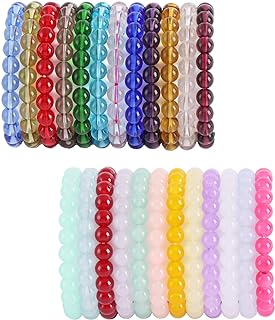 24Pcs 8mm Beaded Stretch Bracelet Handmade Round Glass Bracelet for Women Multicolor Matte Beads Elastic Bracelet