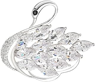 Luxurious and Sophisticated 14K Gold Swan Brooch with Sparkling Moissanite, Stunning Animal Inspired Crystal Corsage, Trendy Trench Coat Accessory