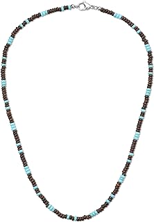 COAI Coconut Shell Synthetic Turquoise Necklace for Men
