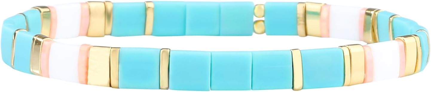 Unique Bohemian KELITCH Tila Bead Bracelet with Bead Chain and Spring Ring Clasp