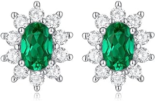 14K White Gold Emerald Cut Stud Earrings with Push Back Design for Modern Women, Featuring Emerald and Moissanite Gems