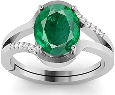 Elegant Silver-Plated Unisex Wedding Ring with 10.25 Carat Natural Green Emerald Gemstone