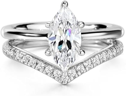 S925 1.5ct Marquise Cut 2in1 Engagement Rings For Women Wedding Bands Ring Bridal Set Sterling Silver Promise Ring For Women