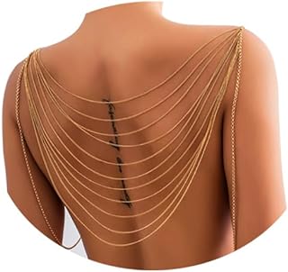 Multi-Layered Shoulder Body Chain Jewelry,Summer Tassel Bra Body Chain Bikini Back Chain Necklace Sexy Festival Rave Shoulder Chain Bridal Wedding Backdrop Jewelry for Women
