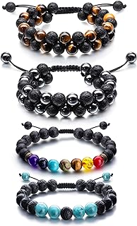 Tatuo Essential Oil Diffuser Bracelet Made with Original Stone in Round Design for Men and Women - Adjustable Lava Bead Aromatherapy Bracelet