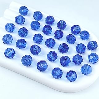 400 PCS 4mm Crystal Glass Beads Round Multiple Faceted Loose Spacer Glass Beads for DIY Handcrafte Bracelet Necklace Earring Jewelry Making(Light Sapphire)