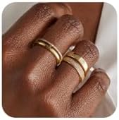 Women's Gold-Filled Non-Tarnish Stackable Rings | Trendy Dual Band Love & Friendship Design | CZ Wedding Bands Set | Available in Sizes 6, 7, 8, 9, 10