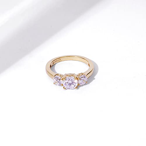 Platinum or Gold Plated Sterling Silver Round 3-Stone Ring made with Infinite Elements Cubic Zirconia
