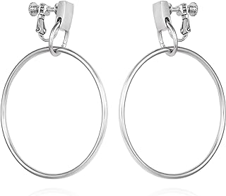 Unique Hoop Design Silver-Tone Clip-On Earrings by Vince Camuto for Women