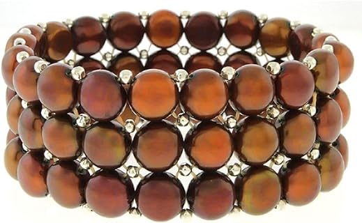 Sterling Silver No-Clasp-Type 3-Row Bangle with Freshwater Cultured Pearls for Women - Gem Stone King Collection