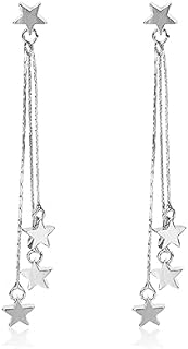 Stainless Steel Star Pendant Tassel Earrings with French Wire Back Finding, Hypoallergenic Lightweight Drop Design