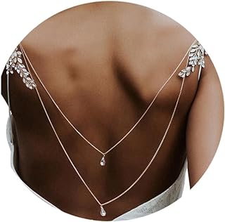 Double Layered Rhinestone Waterdrop Back Body Chain with Alloy Gems, Ideal for Women's Backless Dress Attire, Wedding Bridal Accessory