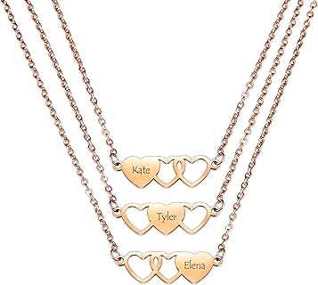 MeMeDIY Collier d'Amitié Personnalisé pour 3, Acier Inoxydable Hypoallergénique, 52-57 cm Réglable, Parfait pour Sœurs ou Amies, Avec Pochette Cadeau Velours