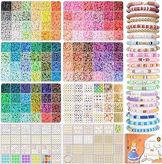 BOZUAN Clay Bead Bracelet Crafting Kit for Teens in Packed Polymer with 120 Colored Beads, Charms and Craft Tools, Perfect Gift Choice for Creative Jewelry Making
