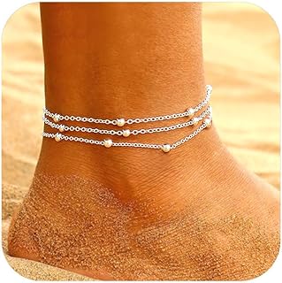 QJLE Ankle Bracelets for Women,18K Gold Plated Anklet for Women Cute Gold Anklets for Women Waterproof Beach Jewelry Gift for Teen Girls