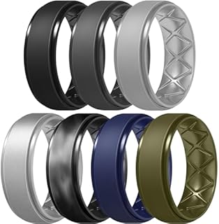 Men's Egnaro Breathable Silicone Wedding Rings in Unique Half Sizes Design, Multipack Options Available - An Ideal and Practical Gift for Active Lifestyles