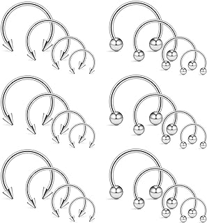 Ruifan 10-24PCS 16G Surgical Steel Nose Septum Horseshoe Hoop Earring Eyebrow Tragus Lip Piercing Ring
