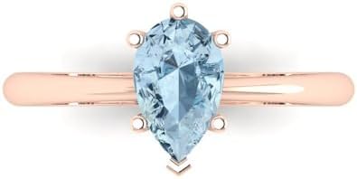 1.0 ct Pear-Cut Aquamarine Engagement Ring in 18K Rose Gold for Women, Perfect for Weddings and Special Occasions