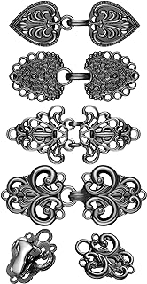 4 Pieces Vintage Sweater Swirl Clip Cape Cloak Clips Retro Cardigan Clip Shawl Collar Clasp Dress Shirt Brooch Clip for Girl Women (Black, Classic)