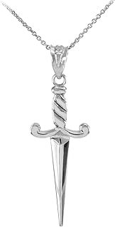 Claddagh Gold .925 Sterling Silver Dagger Charm Pendant - Choose Pendant Only or Necklace with 16”-22” Chain