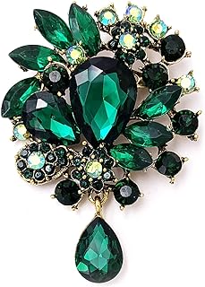 LAXPICOL Vintage Wedding Bridal Big Blue Crystal Rhinestone Tear drop Brooch Pin for Women