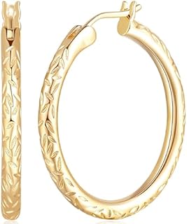 Verniflloga Women's 14K Yellow Gold Hoop Earrings with Secure French Wire Back Finding, Classic No Gemstone 30mm Design